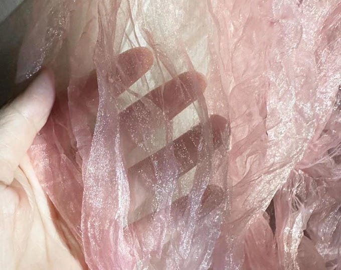 Pink Mermaid folded water reflective organza fabric, 55" W Designer Fabric, Wedding, Gowns, Crafts, Events, Stiff shape and Texture fabric