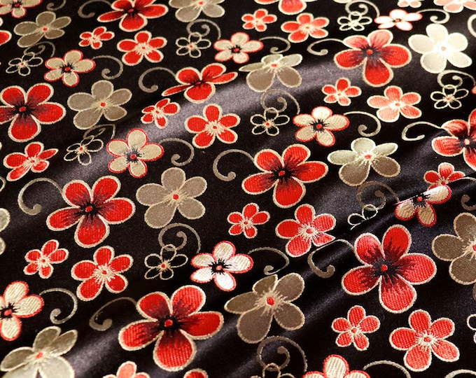 29.5"W Sun Flower Blooming Silk Brocade Fabric | 9.99 Full Meter | Upholstery, Decor, Costume, Curtain, bag, Sewing/ Spendid Brocade fabric