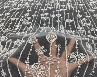 3D Beaded Sequin Lace Fabric: Bridal Wedding Veil, Doll Making