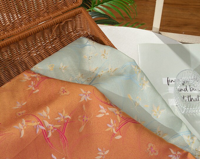 55"W Song Rayon orchid Silk Brocade, cheongsam, sewing, Upholstery, Quilting & drapery, Decor, Costume, Curtain, handbag/fabric by one meter