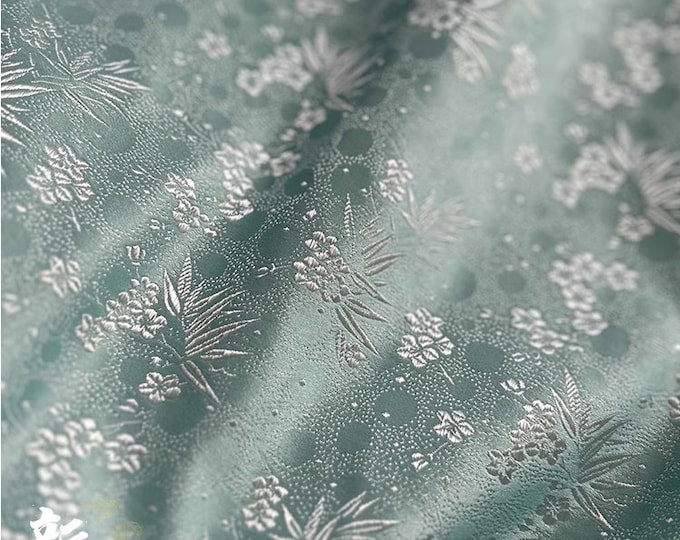 Aqua Plum flower Mongolian Gown Tibetan robe decor Brocade fabric, jacquard silk brocade, Upholstery, Quilting, Sewing, DIY, drapery/fabric