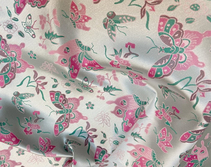 59"W Song Brocade blessings & treasures Jacquard Brocade, Emperor Tibetan robe, cheongsam, sewing, Upholstery, Quilting, DIY, drapery fabric