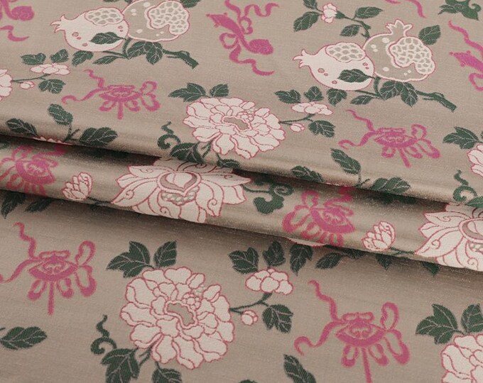 59"W Ancient Chinese Famous paintings pattern Silk Brocade, phlox flower pattern, Upholstery, Quilting, Sewing, DIY, cheongsam fabric