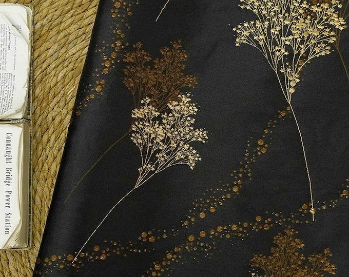 Gold thread jacquard fabric, Retro golden wheat ears, designer fabric, Upholstery, Blanket, Costume, bag, Sewing/Fabric by one meter, 59"W