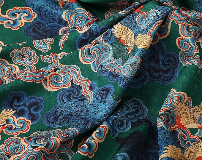 59"W Ancient Xiangyun Tea silk satin fabric, 2 colors, Upholstery, Decor, Costume, Curtain, bag, Sewing, drapery, DIY, quilting/Fabric