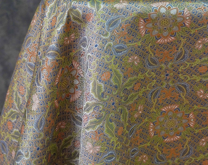 62"W Dunhuang Baoxiang Brocade, Tibetan robe, cheongsam, Upholstery, Decor, Costume, Curtain, Handbag, Sewing, drapery /Fabric by the meter