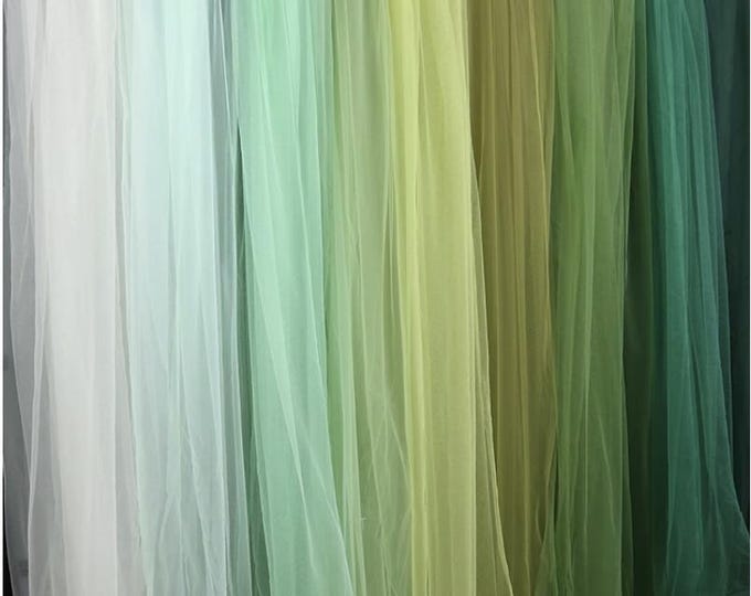 Green Tone Mesh Fabric – Sheer Gauze for Stage Backdrops, Wedding & Birthday Party Decor, Ceiling Drapes, Kindergarten, Doll marking, 63"