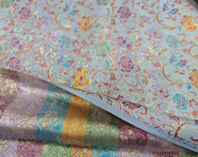 Floral Jacquard Brocade Fabric: Silk Rayon Blend, Chinese Tang Style