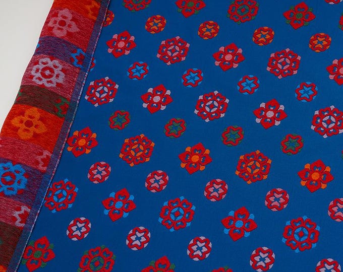 Chinese Brocade Fabric – Colorful Floral Baoxiang Pattern, Traditional Jacquard Velvet Satin for Qipao & Hanfu, 59”Wide