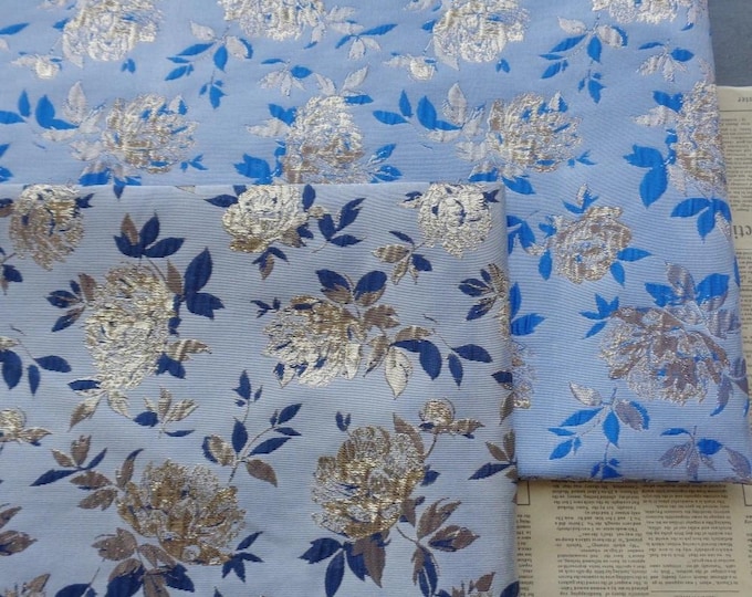 Gold thread Luxury Jacquard fabric, 3D vintage flower designer fabric, Upholstery, Sewing, Quilting, garment/fabric, 55"W By 1 Meter