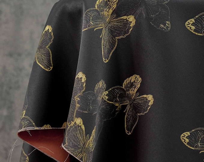Silky Satin Jacquard Butterfly Fabric - 59" Wide - Sewing, Costume & Decor
