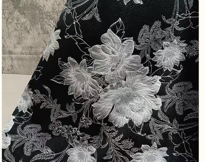 Gold Floral Jacquard Fabric: Metallic Brocade for Sewing - 59" Wide