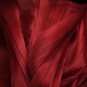 Pleated Organza Fabric: Shiny Crinkled Texture, 55&quot; Wide