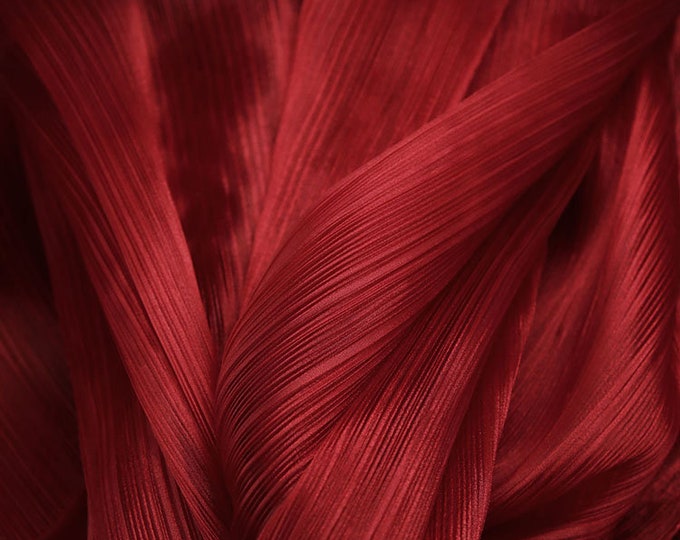Shiny crinkled-textured pleated organza fabric, 55" Wide Designer Fabric, Wedding, Gowns, Crafts, Events, Stiff shape and Texture fabric