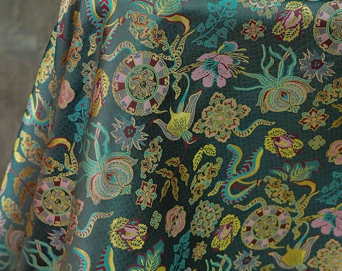 Chinese Traditional Element Ancient pattern Jacquard Brocade Fabric, Curtain/Dress DIY Making Fabric, Home Furniture Fabric, Upholstery, 62"