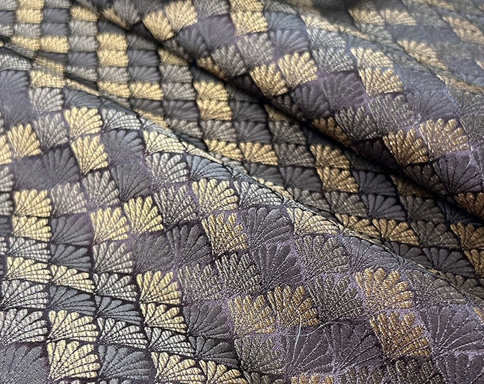29.5"Width Japanese Fabric, Japanese Shell Jacquard silk brocade by the meter, coffee colors On SALE, Upholstery and Sewing fabric