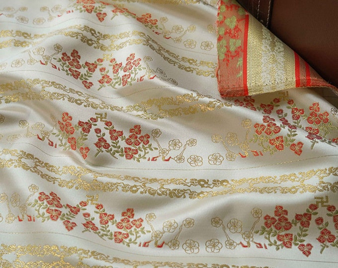 59"W Gold thread jacquard fabric, Classic retro designer fabric, Upholstery, Decor, Costume, Curtain, handbag, Sewing, DIY/Fabric by 1 yard
