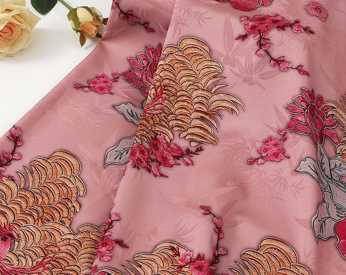 Satin Jacquard Fabric: 59"W Digital Print Shantung Silk - Upholstery, Costume, Drapery