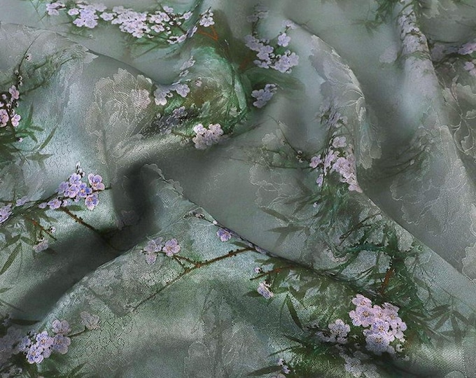 59"W Tea silk satin fabric, Digital print, 100% rayon, Sewing fabric, Upholstery, Decor, Costume, Curtain, Bag, Sewing, DIY, Dress/Fabric