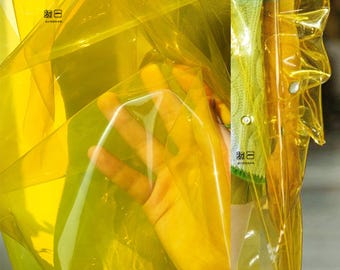 Teal Transparent TPU Fabric: Waterproof Raincoat Material, 49" Wide