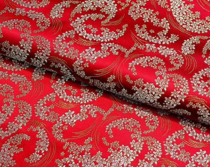 Silk Brocade Fabric moon flower Design, Wedding Fabric, 45"W By 1 Meter, 17 colors, Upholstery, Quilting, Sewing, Costume/brocade Fabric