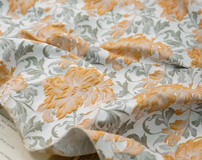Jacquard embossed textured fabric, 3D vintage retro designer fabric, Upholstery, dress, Curtain and Sewing fabric, 63"W By 1 Meter on SALE