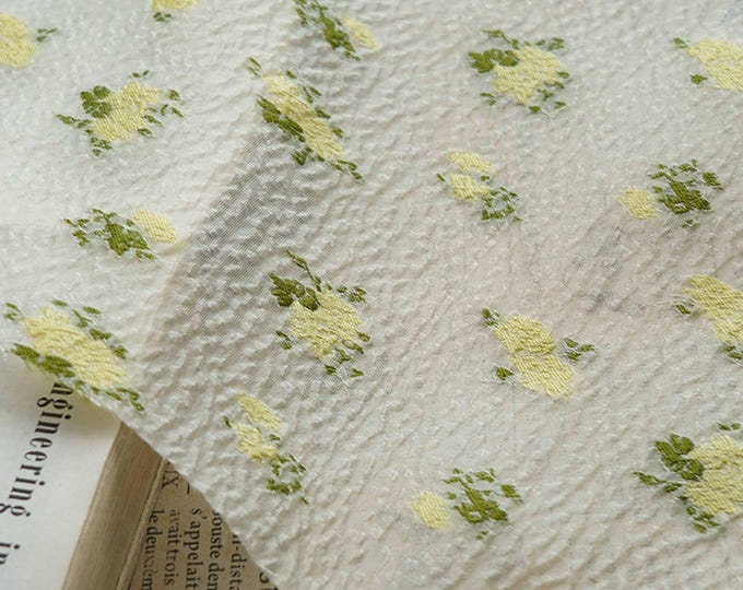 54"W light yellow Hollow relief style Jacquard fabric, skirt, dress, Evening Dress & Cheongsam, see-through Soft Creative, curtain Fabric