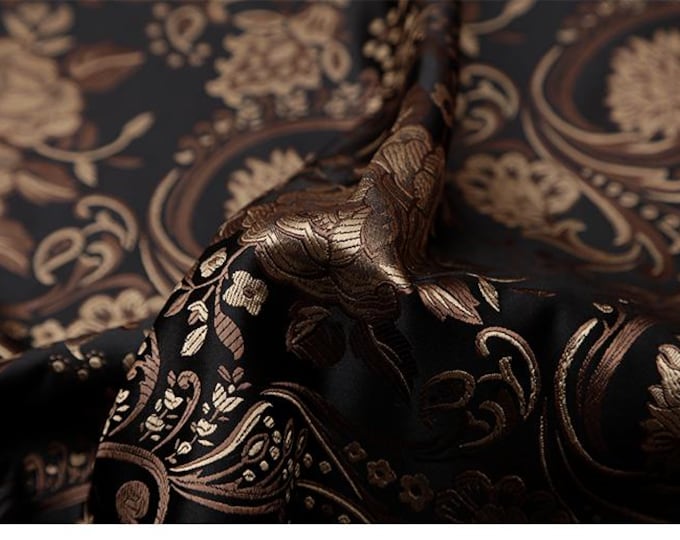 29.5"W Silk Brocade Damask Fabric Peony Flower Design, Wedding Fabric, 8 Colors Chinese Fabric By 1 Meter,  Upholstery, Quilting and Sewing