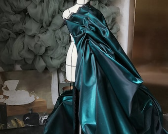 Two Tone Silky Taffeta Fabric: Chameleon Reflective Hanbok Dress, 59"W, Meter