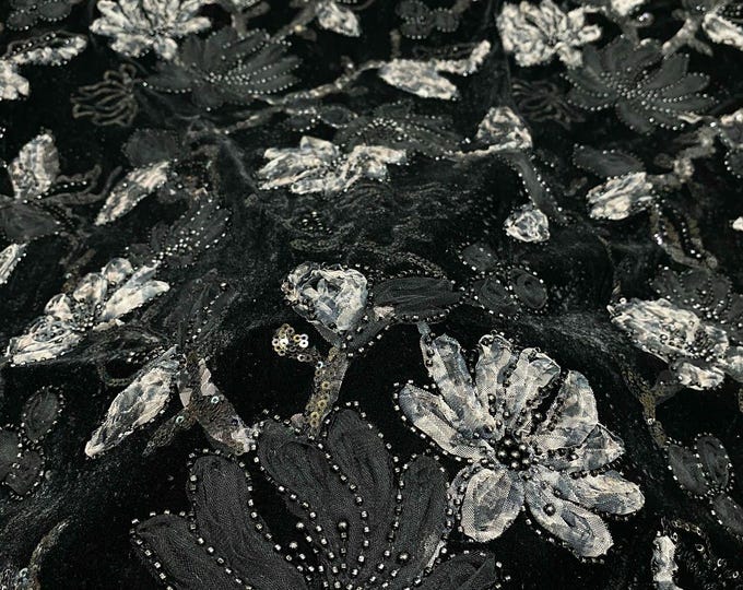 Velvet Lace Trimmed Blazer – Beaded Embroidery and Sequins Bridal Jacket