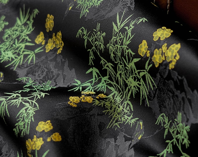 64"W Oriental bamboo jacquard fabric, Fabulous exclusive fabric, Upholstery, Decor, Costume, Curtain, Sewing, Quilting/Fabric by the meter