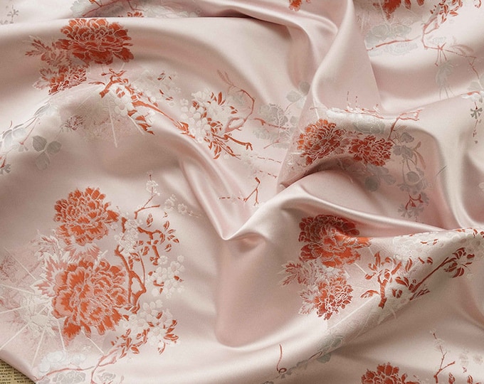 Silk Brocade Fabric umbrella flower, Wedding Fabric, 63"W brocade Fabric By 1 Meter on SALE, Upholstery, Quilting, Sewing, Costume, drapery