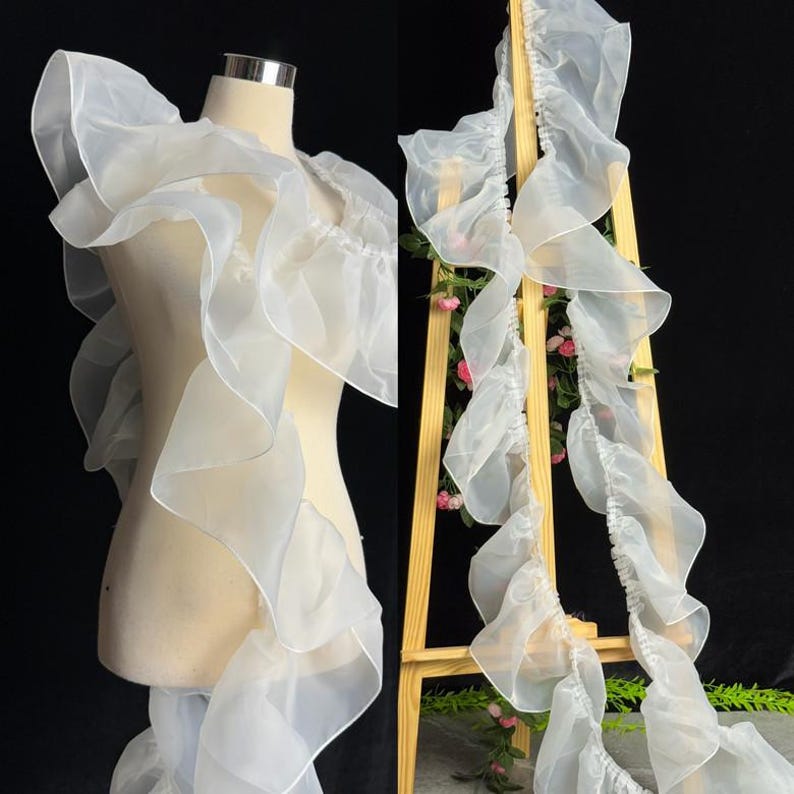 Fabric Flowing Ruffle Sheer Pleated Organza Ruffle: 3D Fold Designer Fabric, Wedding Gowns - Etsy