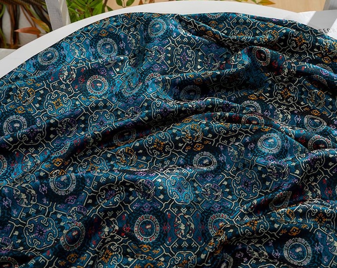 29.5"W Song Dunhuang pattern Silk Brocade, Tibetan robe, cheongsam, Upholstery, Quilting, drapery, Decor, Curtain, Handbag, Sewing/ fabric