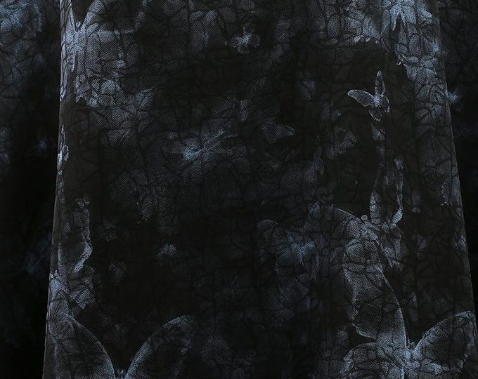 59"W Ancient butterfly Tea silk satin fabric, Digital print, 4 colors, Upholstery, Decor, Costume, Curtain, bag, Sewing, drapery, DIY/Fabric