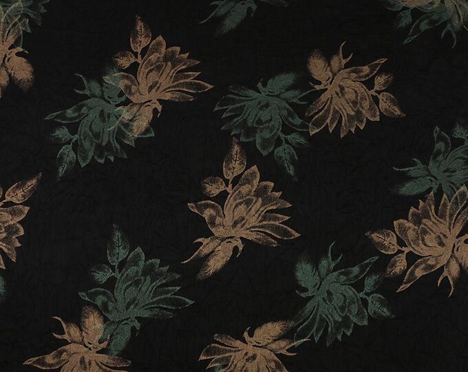 Black Floral Gambiered Canton Gauze Fabric: Two-Tone Satin, 59" Wide