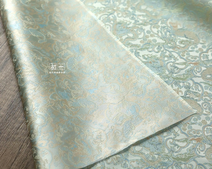 Filled with dragons jacquard fabric, designer fabric, Prom dress, 58"W, Upholstery, Decor, Costume, bag, Sewing, Quilting damask/Fabric