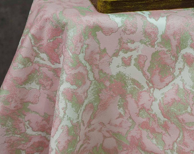 Oil painting Jacquard pink flower fabric retro style | 60"W | Upholstery and Sewing by the meter one SALE, Dress, Handbag, Curtain fabric