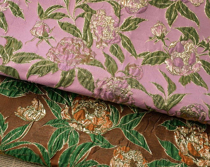 Embossed flower Jacquard Fabric 3D Gold thread Design, 55"W, Upholstery, Decor, Costume, Curtain, Handbag, Sewing, DIY/Fabric by the meter
