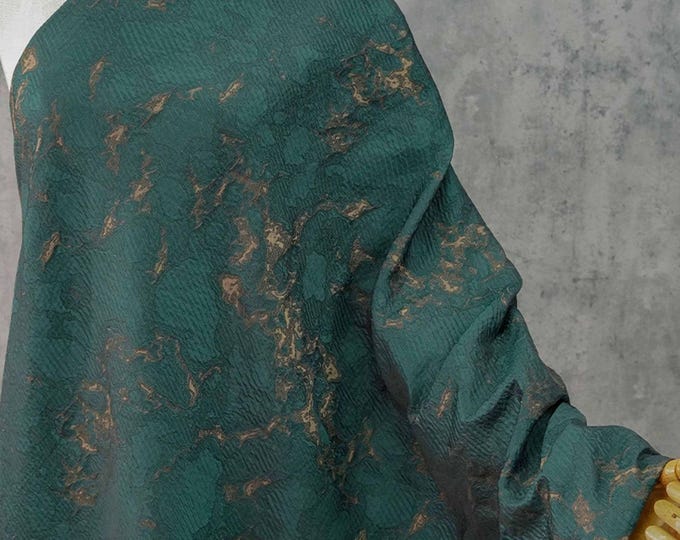 Vintage Moss Green & Brown Irregular Jacquard Fabric, Textured Brocade Material for Clothing and DIY Sewing, 60"