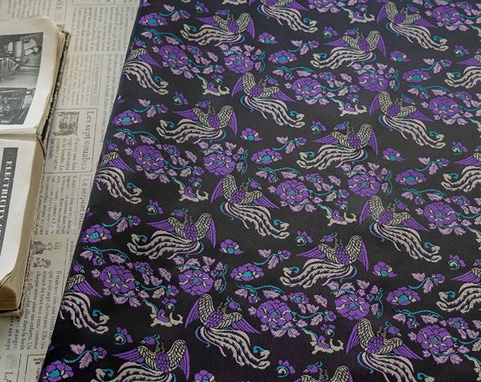 Phoenix Delight Peony Jacquard Fabric: Chinese Song Dynasty Style, 59" Wide