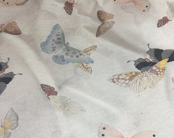 Butterfly Print Tencel Ramie Fabric: Sewing Material by The Meter