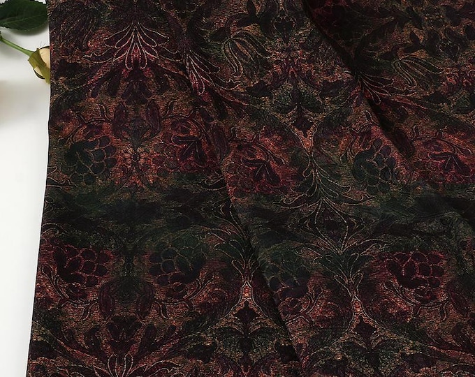 Gold Ink Floral Jacquard Acetate Satin Fabric – 59"W, Bridal Wear