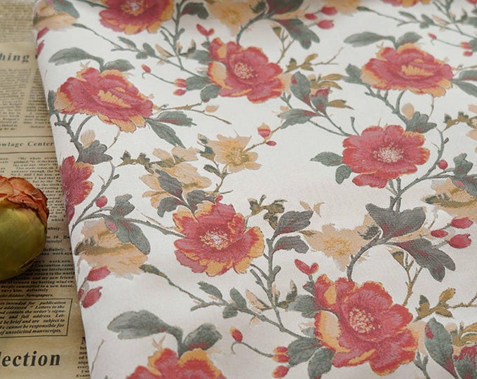 Bright colors Lurex woven jacquard, 3D Big flower pattern, Upholstery, Prom dress, Quilting, drapery, Sewing/ fabric, 57" W By 1 Meter