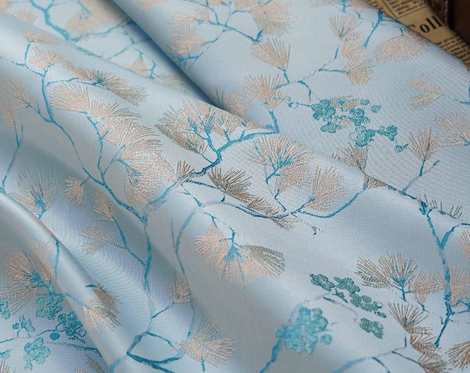 59“W luxurious Palace Jacquard pine Fabric - Damask Deco Fabric by 1 Meter, Upholstery, Quilting, Sewing, drapery & bookbinding, DIY/ fabric