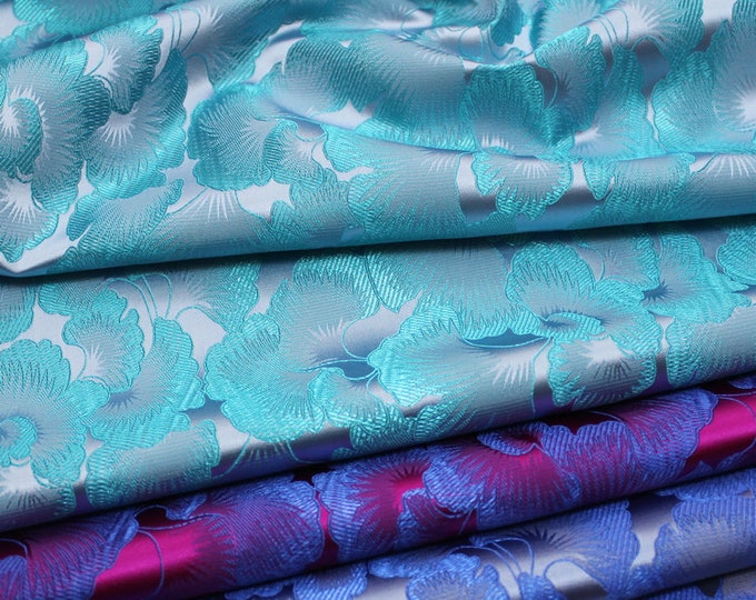 chinese silk brocade woven damask fabric cheongsam cushion fabric, Ginkgo biloba pattern, 29.5"W on sale