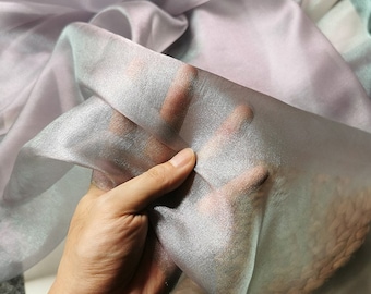 Emerald Green Organza Fabric, Gradient Wedding Mesh, 59" Wide