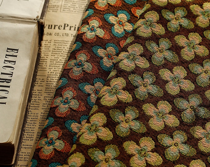 Thick jacquard Upholstery Fabric, Victorian Vintage Style Edwardian Fabric By The Yard, 59"W, Decor, Curtain, bag, Sewing, DIY/ Fabric