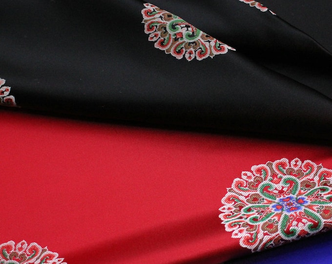 Magenta & Colorful Peacock Pattern Chinese Silk Brocade Fabric by the Meter, 3 colors on SALE