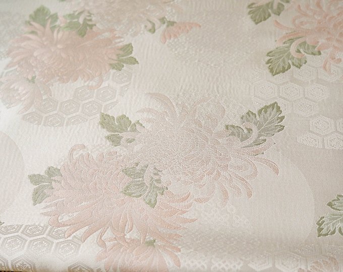 60"W Retro Palace style brocade jacquard fabric, pale pink peony pattern, Drapery, Upholstery, Decor, Costume, Quilting/Fabric by 1 meter